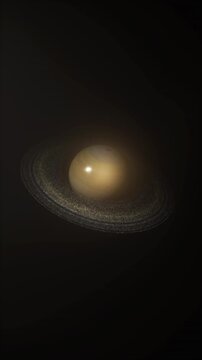 Rotating Saturn Planet in Space with Rings Animation