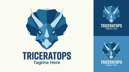 A striking logo featuring a stylized triceratops, perfect for educational brands, museums, or businesses related to paleontology and dinosaurs. © Shufen
