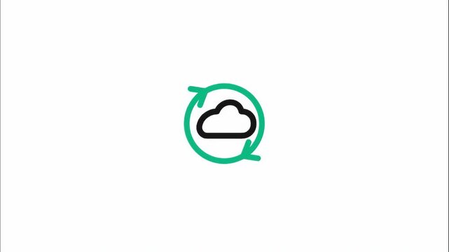 Cloud sync icon animation with rotating arrows for data updates
