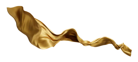 Luxury gold fabric flowing isolated on transparent background with copy space 3D render © ArtBackground