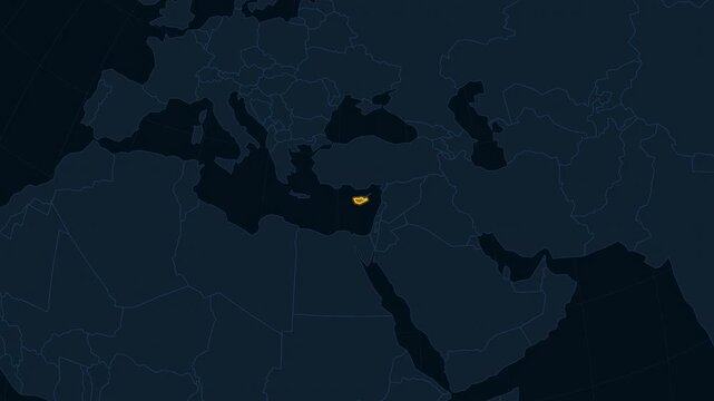 Map highlighting Cyprus in Mediterranean region  