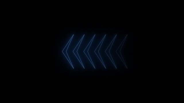 Neon Blue Glowing Arrow Indicators - Abstract Directional Forward Motion Graphic.
