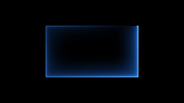 live streaming neon text frame animation. Neon glowing blue color square rectangle picture frame icon animation.