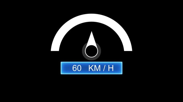 Modern Speedometer Icon with Digital Speed Display and Measurement Gauge on Dark Background.