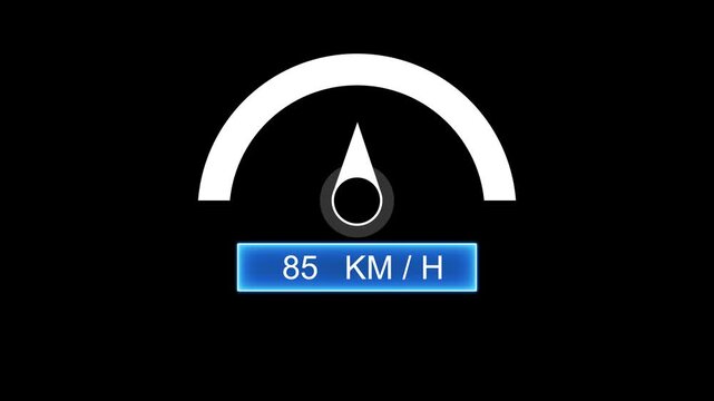 Modern Speedometer Icon with Digital Speed Display and Measurement Gauge on Dark Background.