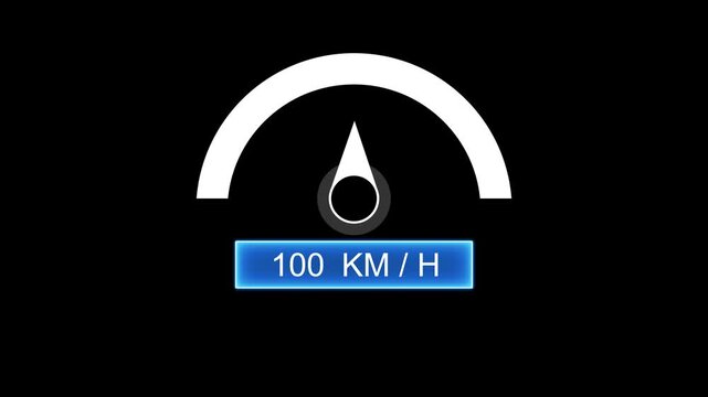 Modern Speedometer Icon with Digital Speed Display and Measurement Gauge on Dark Background.