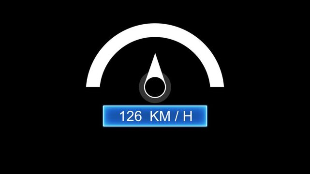 Modern Speedometer Icon with Digital Speed Display and Measurement Gauge on Dark Background.