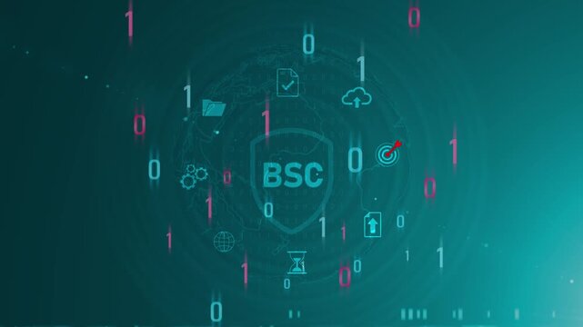 Business, Technology, Internet and network concept. Enterprise resource planning BSC concept, Abstract technology symbols. Motion graphics of business system