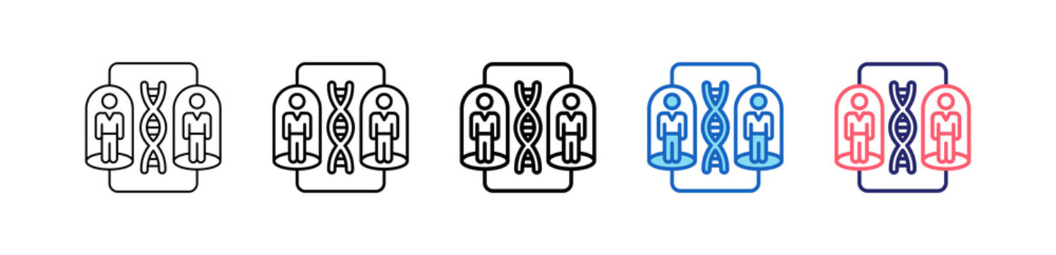 Cloning Icon In 5 Different Styles Set Collection.   