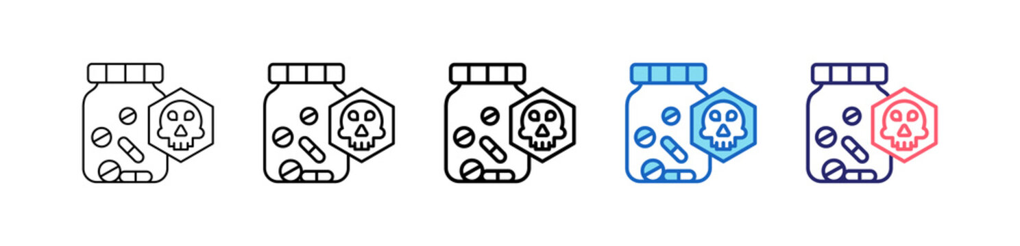 Lethal Icon In 5 Different Styles Set Collection.   