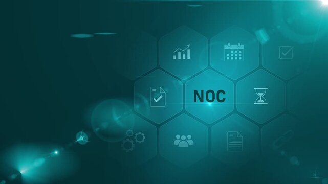 Network Operations Center No Objection Certificate Monitoring System Concept with Various and Connections. Motion graphics of NOC