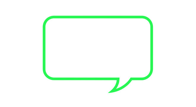 Green speech bubble icon outline.