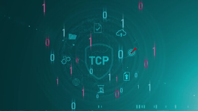 Transmission Control Protocol (TCP) Network Communication Data Transfer Digital. Motion graphics of TCP