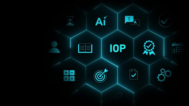 Input Output Processor Concept Circuit Board with IOP Central Processing Unit and Peripheral Devices Connection. Motion graphics of data line concept