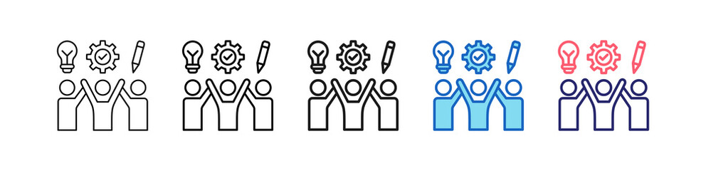 Teamwork Icon In 5 Different Styles Set Collection.    © Awicon