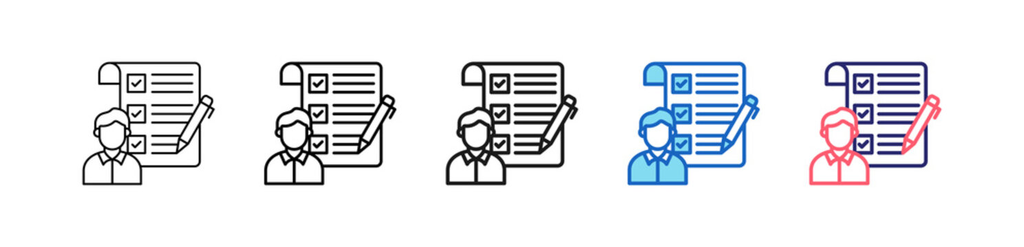 User Evaluation Icon In 5 Different Styles Set Collection.   