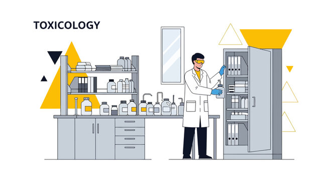 Toxicology Lab: Scientist Examining Chemicals in a Research Facility