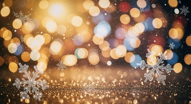 きらめく光と雪の結晶、幻想的な輝き