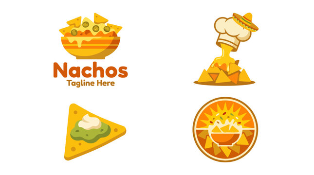 This fun logo features nachos with toppings, perfectly suited for restaurants or food brands, exuding excitement and deliciousness ideal for culinary ventures and food lovers.