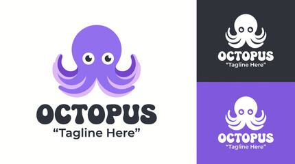 A fun and whimsical octopus logo, perfect for a seafood brand, evoking a sense of playful freshness and oceanic charm in its design, appealing to seafood lovers. © Jingzhan