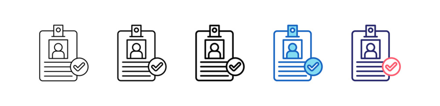 Identity Verification Icon In 5 Different Styles Set Collection.   
