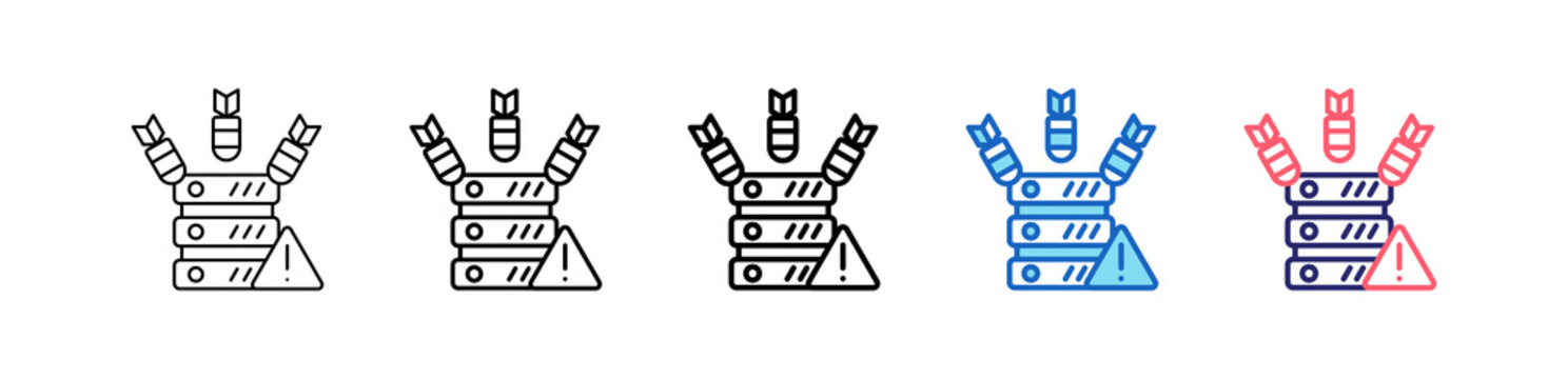 Ddos Icon In 5 Different Styles Set Collection.   