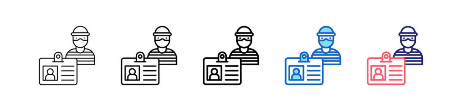 Identity Theft Icon In 5 Different Styles Set Collection.   