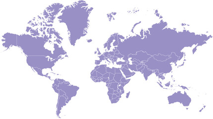 A purple world map on white background. © M