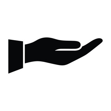Black hand icon with palm up gesture
