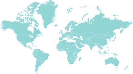 Obraz premium Teal world map