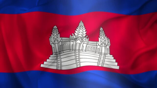 Flag of Cambodia, Cambodia 3D Animation flag waving in the wind. 4K Cambodia Flag Animation waving with fabric texture.
