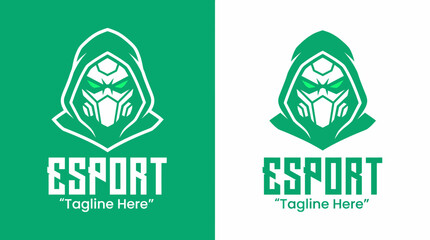 A striking esports logo characterized by a mysterious masked character, representing the competitive gaming environment and the thrill of virtual battle arenas. © Kongchu