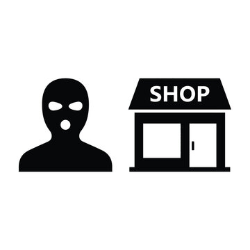 Thief in front of shop