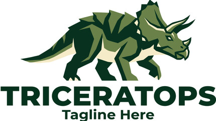 This dynamic triceratops logo appeals to children's brands by conveying fun, excitement, and prehistoric adventure, perfect for toys and educational projects. © Jinhong