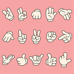 Fototapeta premium Variations of various cartoon-style hand gestures