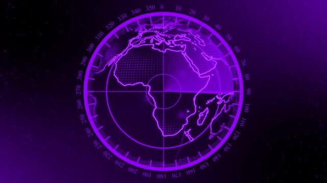 Purple techy earth map globe. Abstract colorful particles earth globe animated stock video.