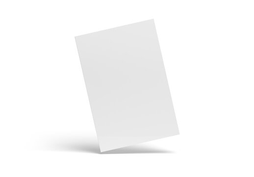 Floating magazine cover isolated on transparent background. Cut out blank brochure mockup 3D rendering
