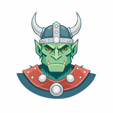 Green Orc Warrior with Horned Helmet