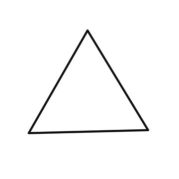 Geometric triangle, black outline shape, simple vector icon, equilateral polygon