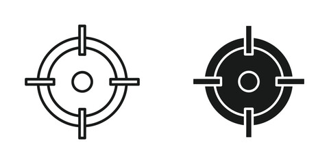Fototapeta premium Simple crosshair target with filled center icon design