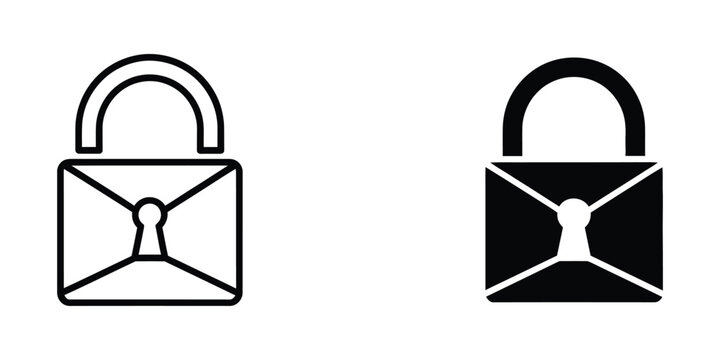 Locked envelope icons in open and closed padlock styles