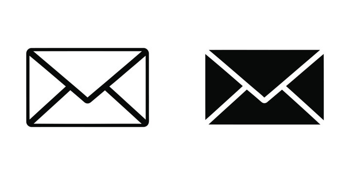 Minimal envelope icon with cross lines in black and white