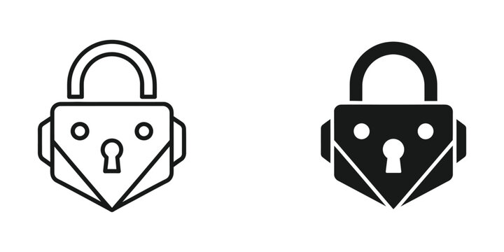 Locked padlock with face design in two styles