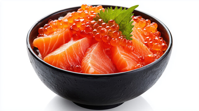 salmon ikura don with fresh salmon and orange roe
