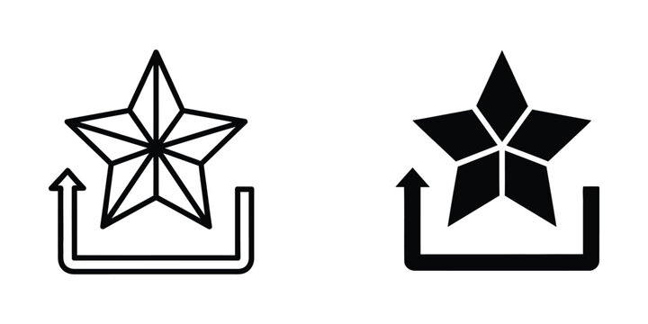 Black and white star icon with upward arrow in bracket