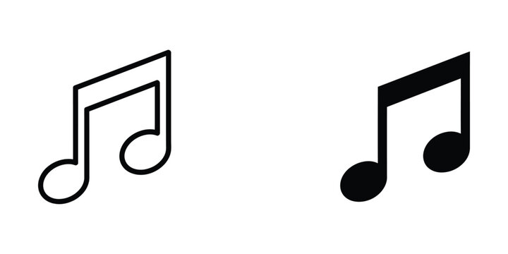 Black and white musical notes icon with filled note heads