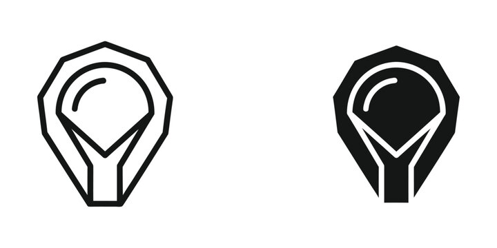 Minimalist location pin icon with curved path design