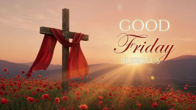 Good Friday Blessings with Cross and Sunset