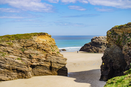 Ocean at low tide. Cathedrals Beach in Galicia Spain.
