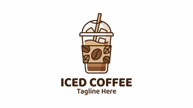 This charming logo showcases a graphic of a refreshing iced coffee drink, illustrating the cool and invigorating nature of iced beverages for coffee enthusiasts.